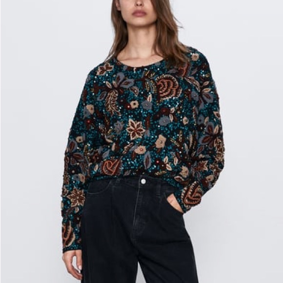 Zara limited edition sequins embroidered sweater - Picture 3 of 5
